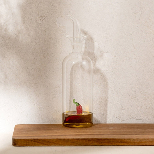 PICARO Olive Oil Bottle with Pepper - 0.4L Glass Dispenser