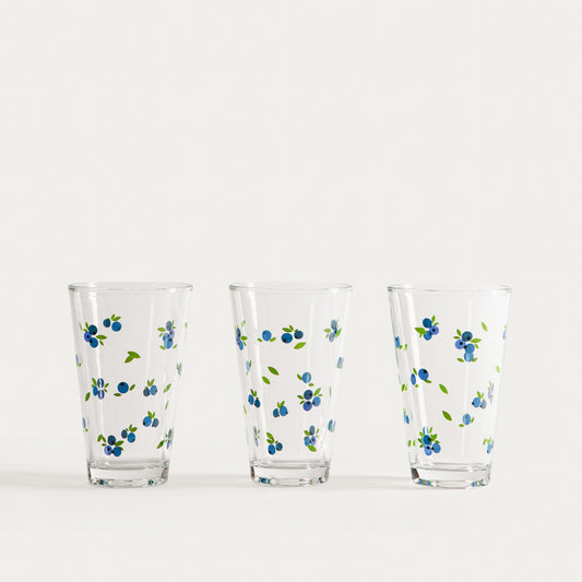 Glass set TOKEN SUMMER with blueberries 3 sztuki 0,3 l