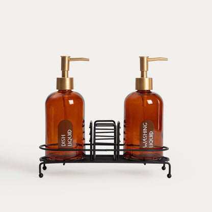 KIVANO Amber Glass Dispenser Set - 3 Piece