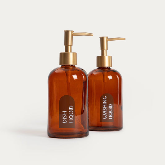 KIVANO Amber Glass Dispenser Set - 3 Piece