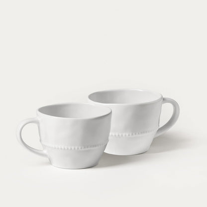 Set of mugs Set of 2 PADRA White Ceramic Mugs - Durable Stoneware