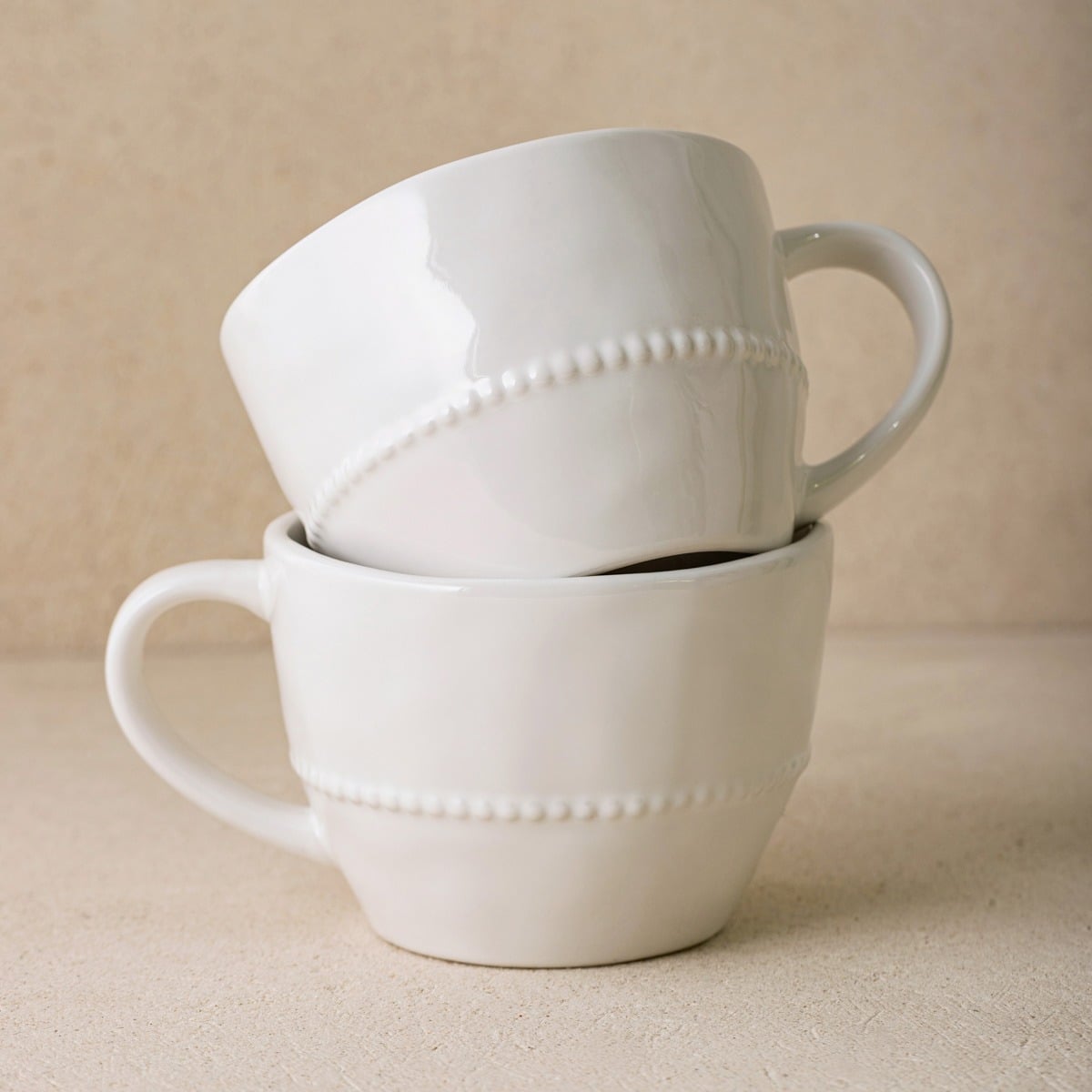 Set of mugs Set of 2 PADRA White Ceramic Mugs - Durable Stoneware