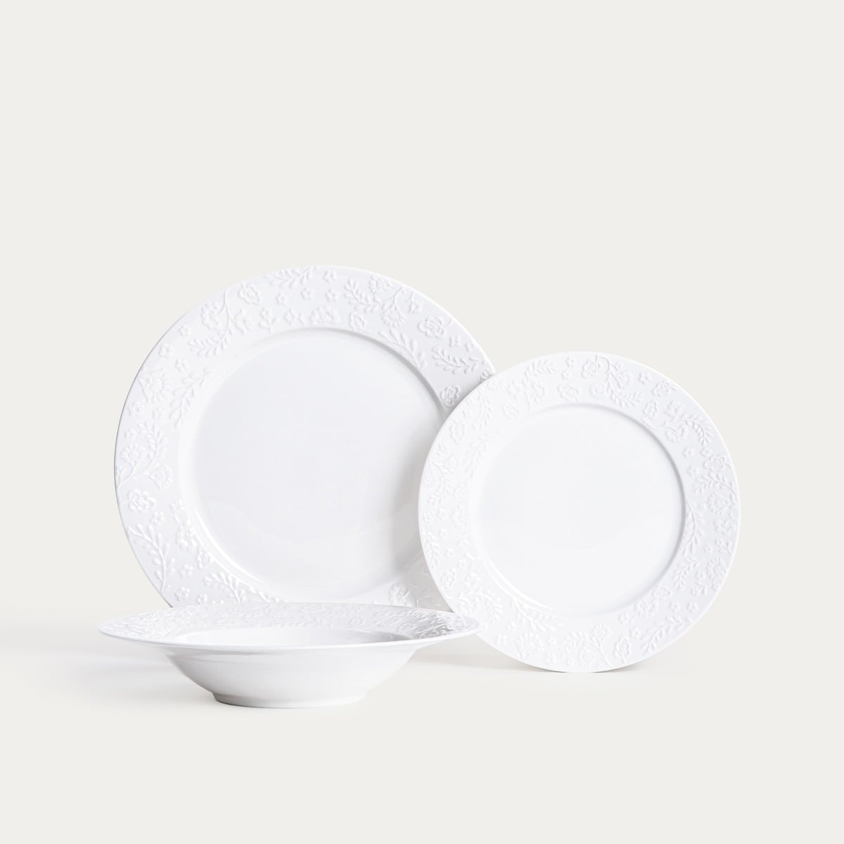 Set of plates BENO White Porcelain Plate Set - 12 Pieces