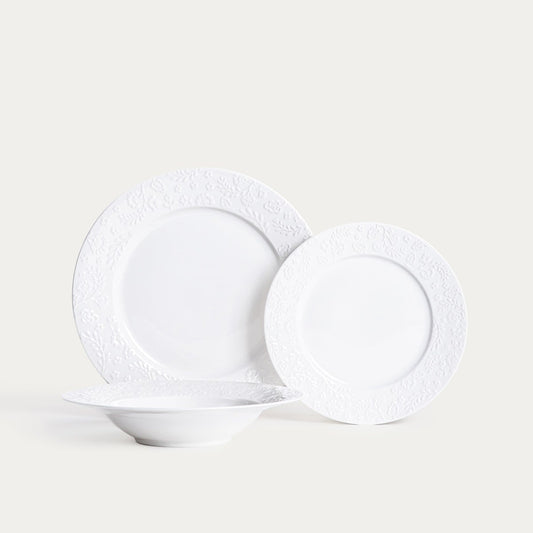 Set of plates BENO White Porcelain Plate Set - 12 Pieces