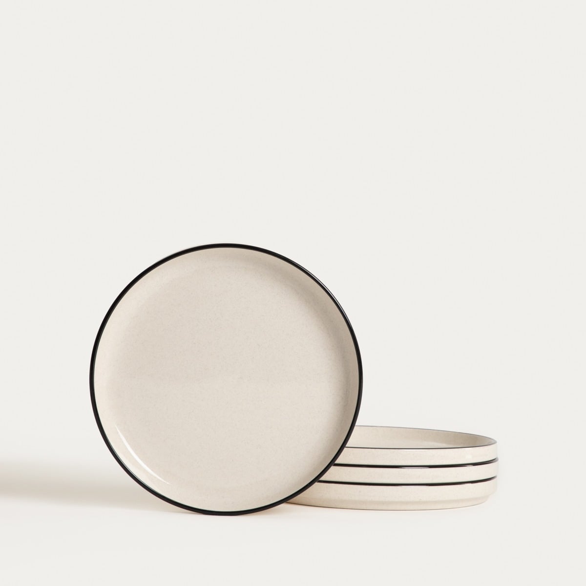 Set of 4 Black Rimmed Dessert Plates AZRA