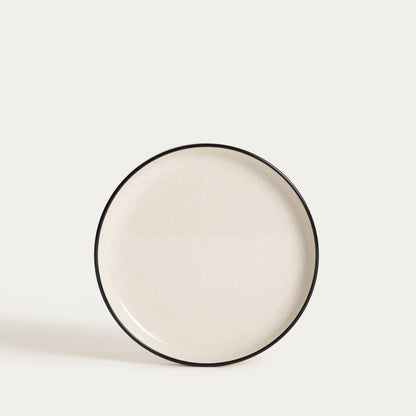 Set of 4 Black Rimmed Dessert Plates AZRA