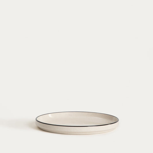 Set of 4 Black Rimmed Dessert Plates AZRA