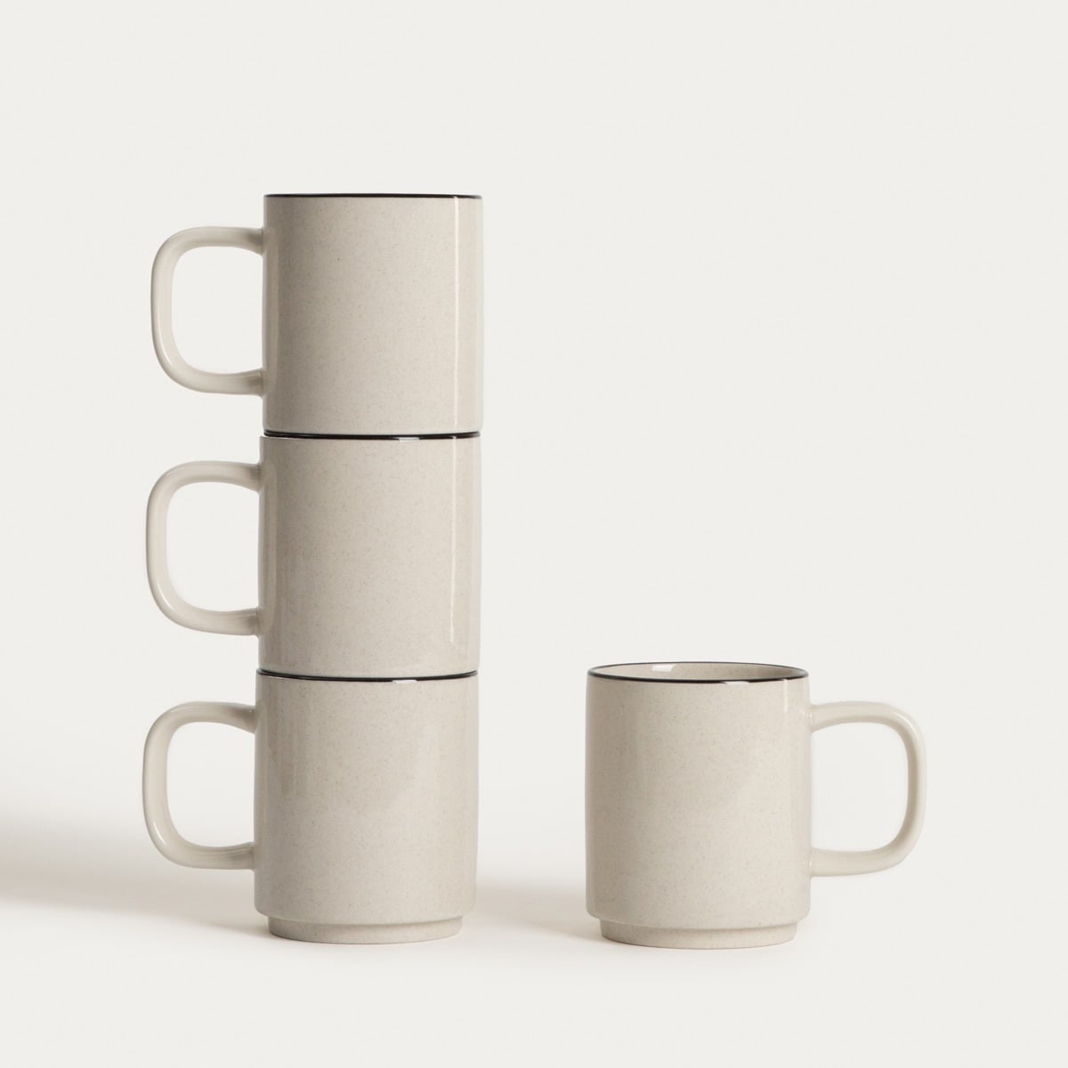Set of mugs AZRA Set of 4 Ceramic Mugs with Black Rim