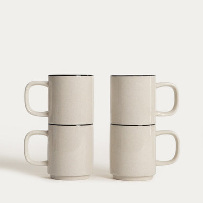 Set of mugs AZRA Set of 4 Ceramic Mugs with Black Rim
