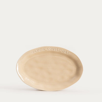 ISERNIA Oval Beige Platter 30x20 cm Porcelain Serving Dish