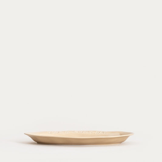 ISERNIA Oval Beige Platter 30x20 cm Porcelain Serving Dish