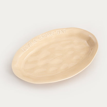 ISERNIA Oval Beige Platter 30x20 cm Porcelain Serving Dish