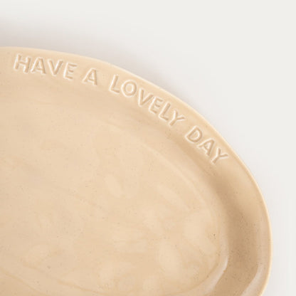 ISERNIA Oval Beige Platter 30x20 cm Porcelain Serving Dish