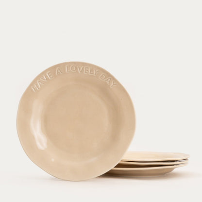 Set of ISERNIA Beige Dessert Plates 4 pcs
