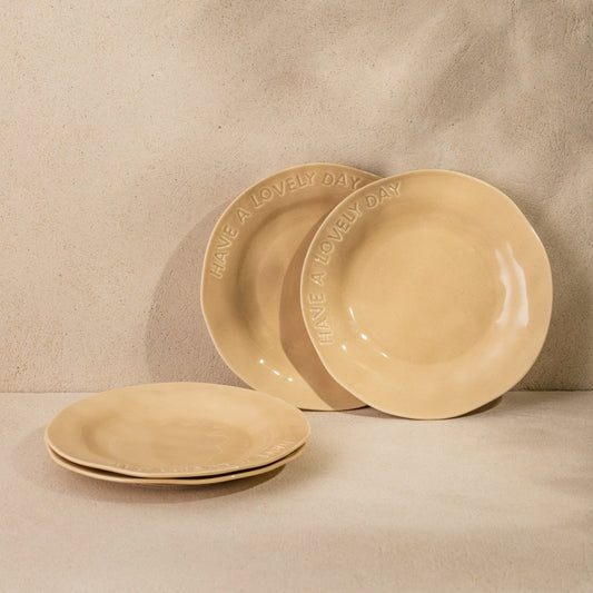 Set of ISERNIA Beige Dessert Plates 4 pcs