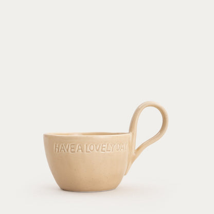 Set of 2 Ceramic Cups with Saucers ISERNIA Beige