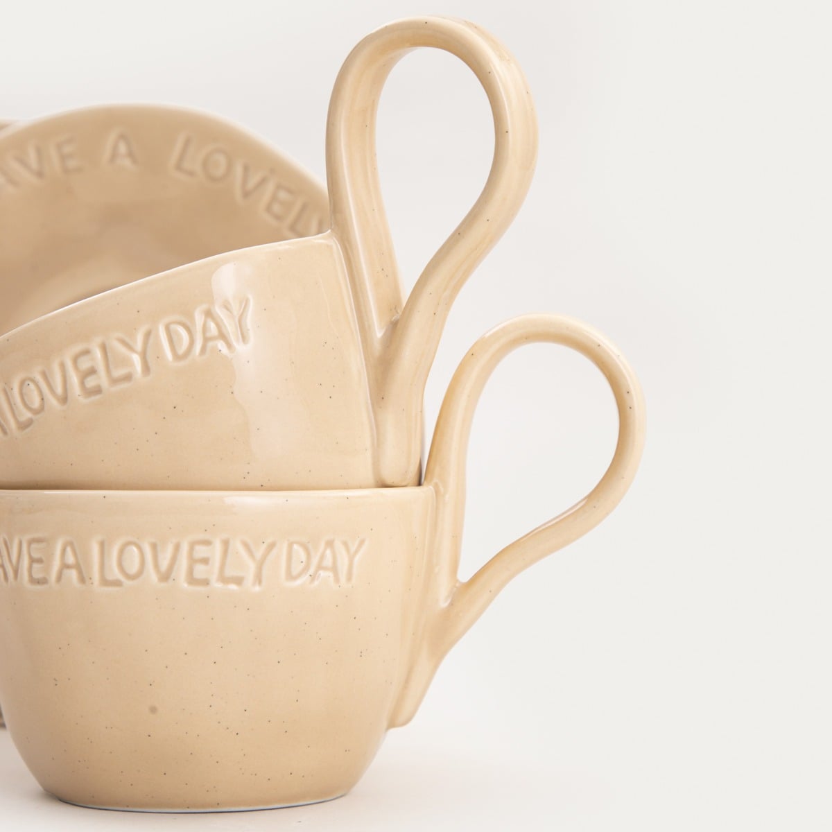 Set of 2 Ceramic Cups with Saucers ISERNIA Beige