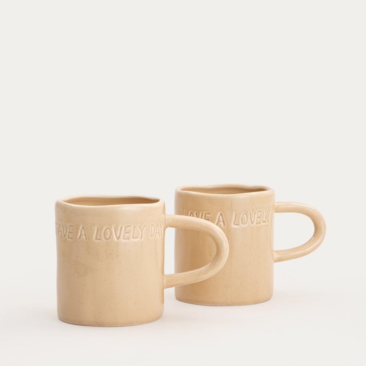 Set of ISERNIA Beige Ceramic Mugs - 2 Piece