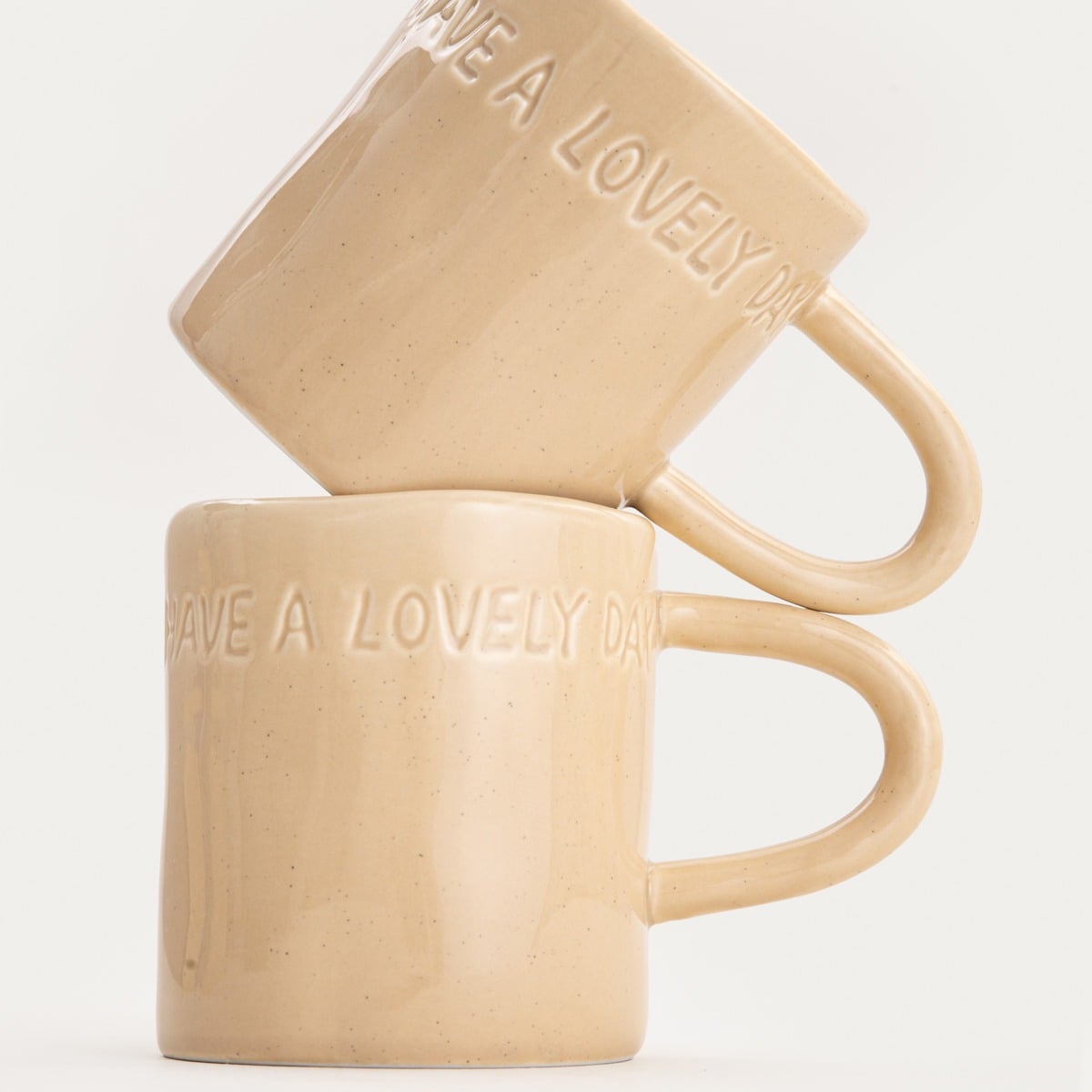 Set of ISERNIA Beige Ceramic Mugs - 2 Piece