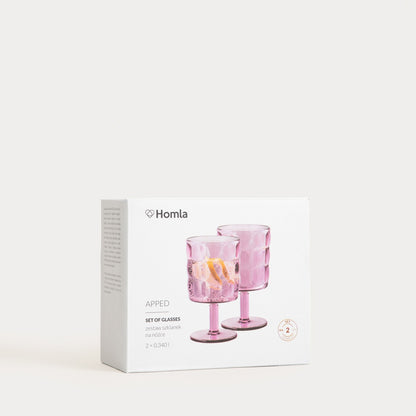 Glass set APPED pink with stem 340 ml, 2 sztuki