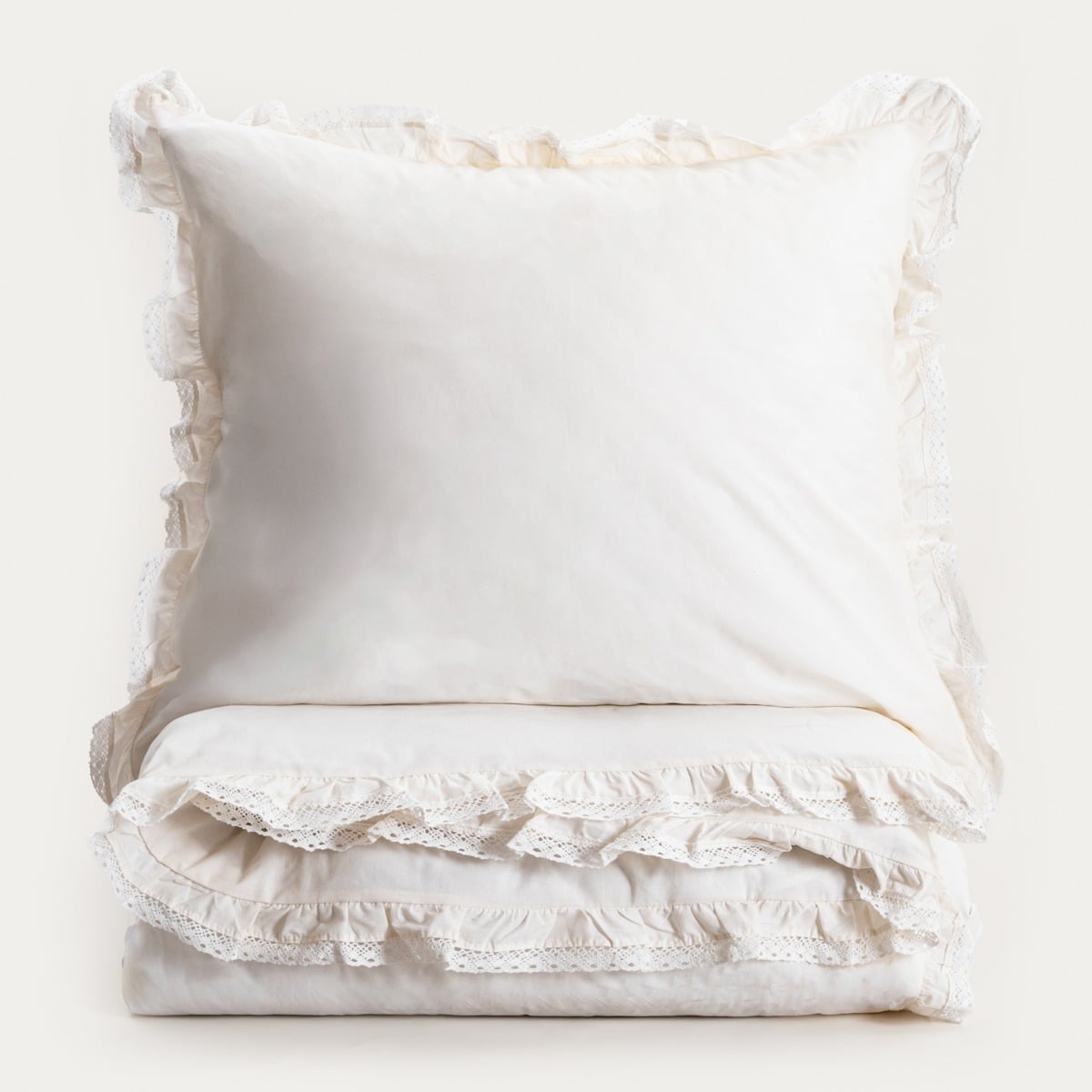 Bed linen set MOISES cotton ecru with lace 160x200 cm + 2 pillowcases 70x80 cm