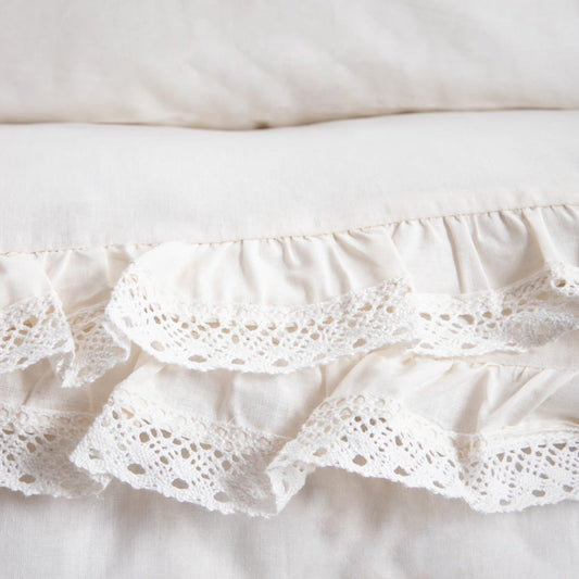 Bed linen set MOISES Cotton Bed Linen Set Ecru with Lace 220x200 cm