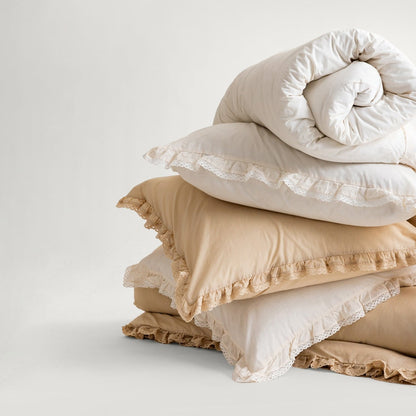 Bed linen set MOISES Cotton Bed Linen Set Ecru with Lace 220x200 cm