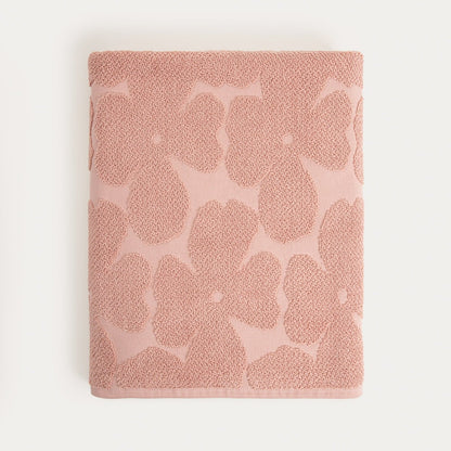 FLORES Pink Jacquard Towel 100x150 cm