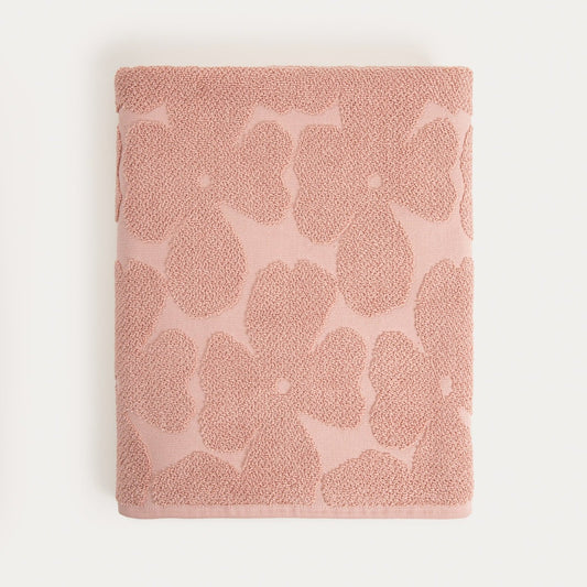 FLORES Pink Jacquard Towel 100x150 cm