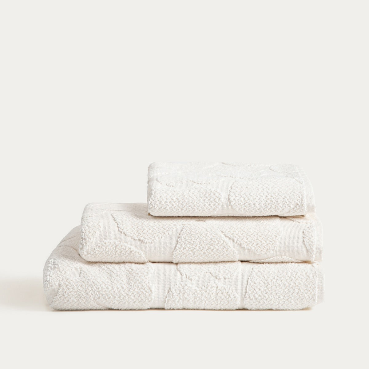 FLORES Ecru Jacquard Towel 50x90 cm
