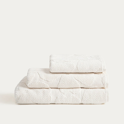 FLORES Ecru Jacquard Towel 50x90 cm