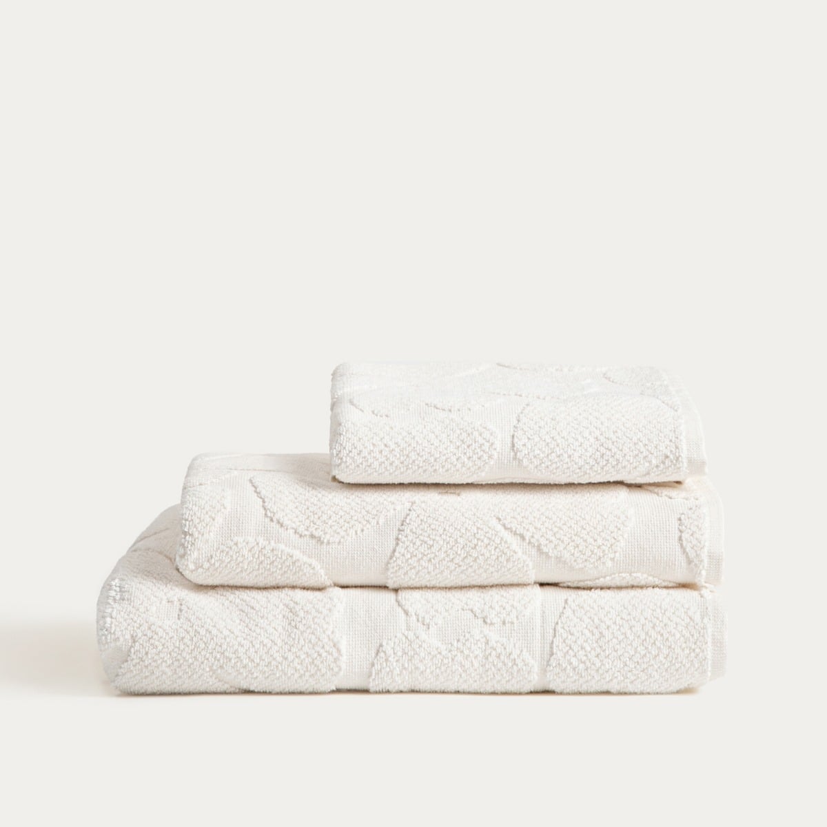 FLORES Ecru Jacquard Cotton Towel 70x130 cm