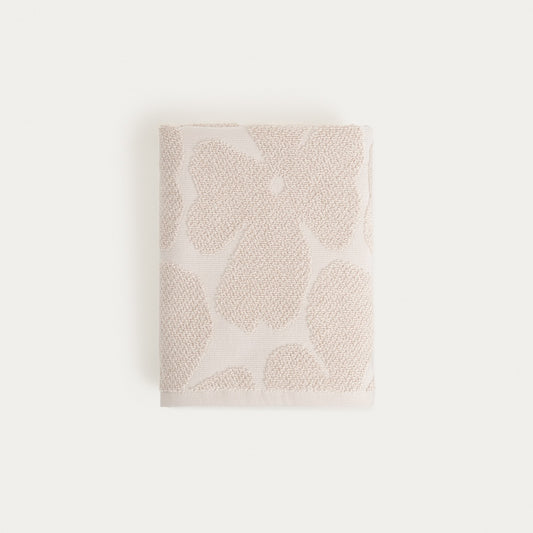FLORES Beige Jacquard Cotton Towel 50x90 cm