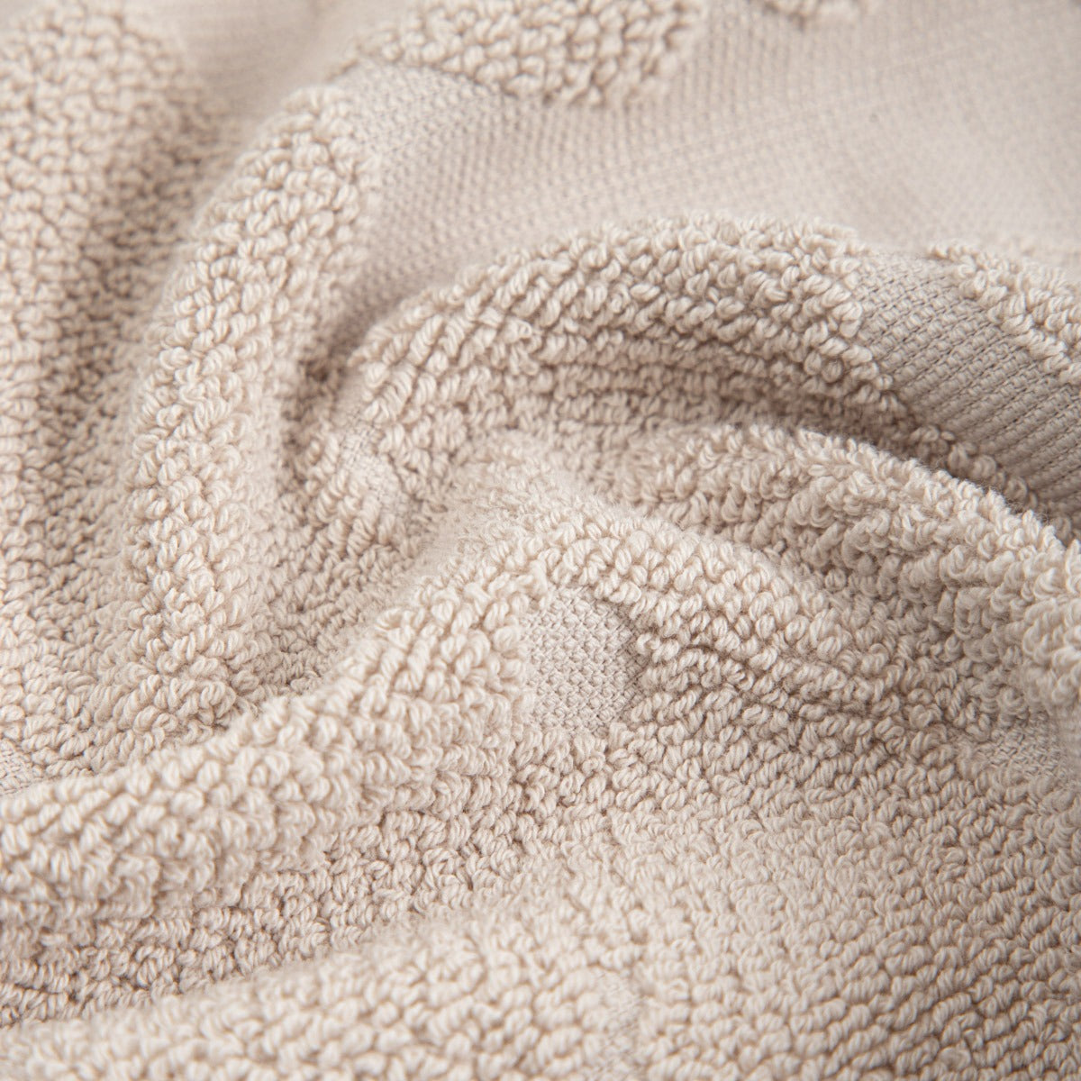 FLORES Beige Jacquard Cotton Towel 50x90 cm