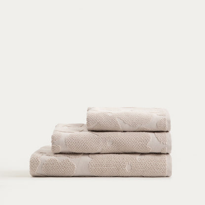 FLORES Beige Jacquard Cotton Towel 50x90 cm