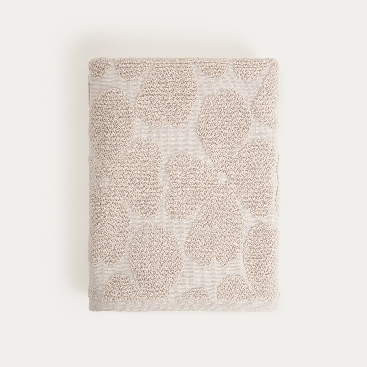 FLORES Beige Jacquard Cotton Towel 70x130 cm