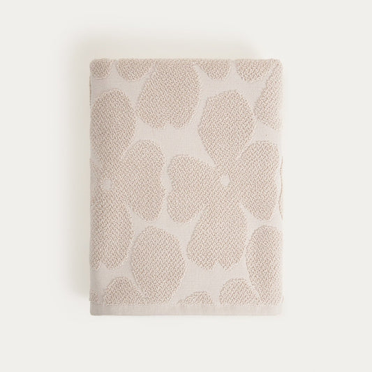 FLORES Beige Jacquard Cotton Towel 70x130 cm