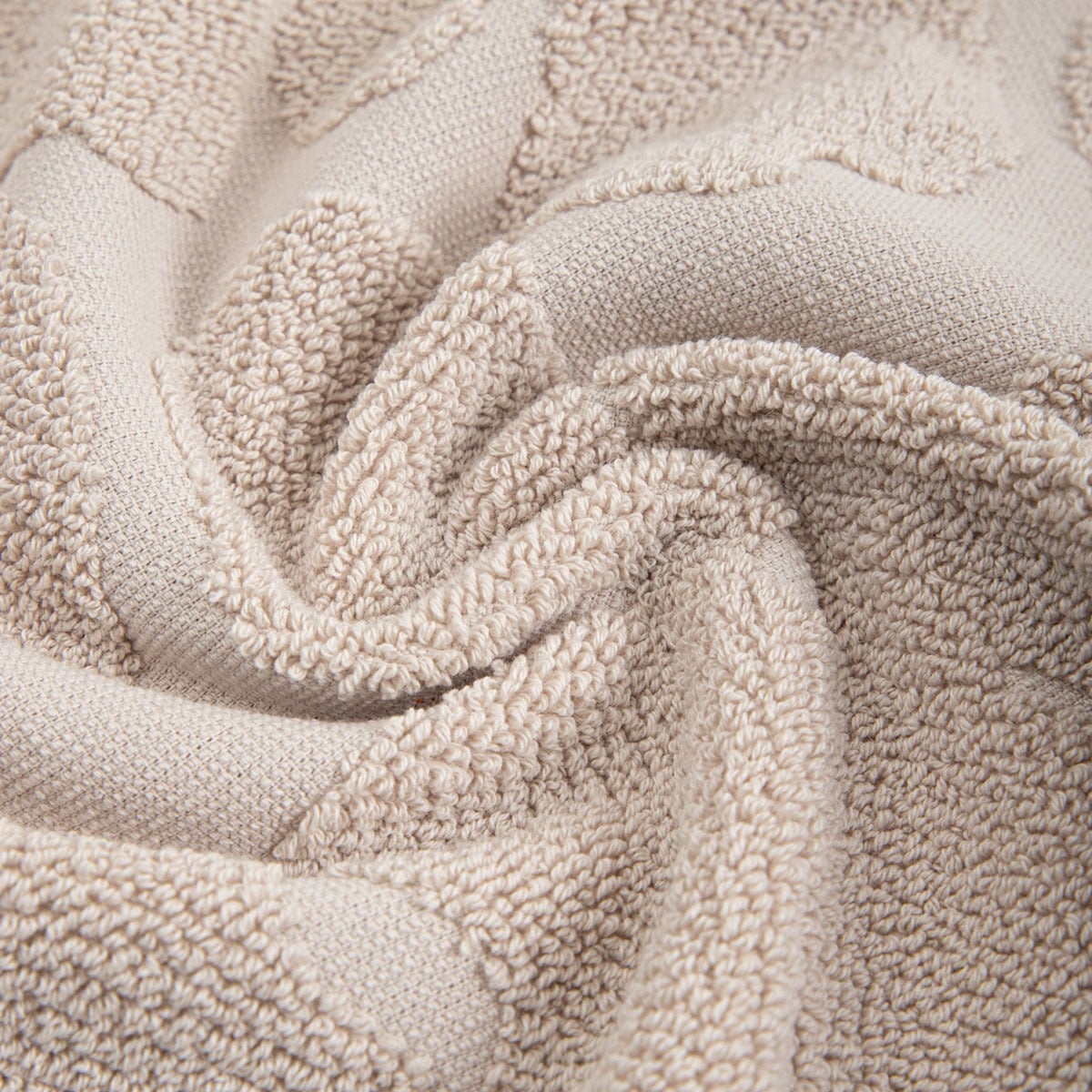 FLORES Beige Jacquard Cotton Towel 70x130 cm