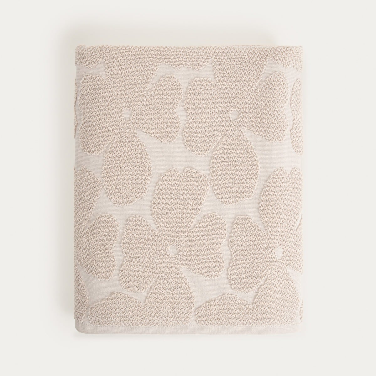FLORES Beige Jacquard Cotton Towel 100x150 cm
