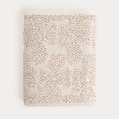FLORES Beige Jacquard Cotton Towel 100x150 cm