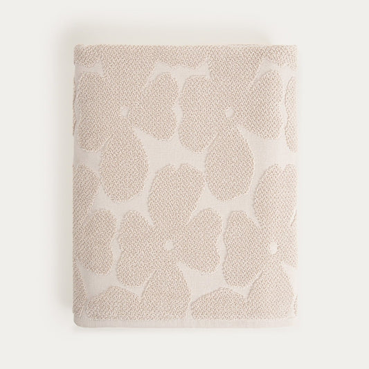 FLORES Beige Jacquard Cotton Towel 100x150 cm