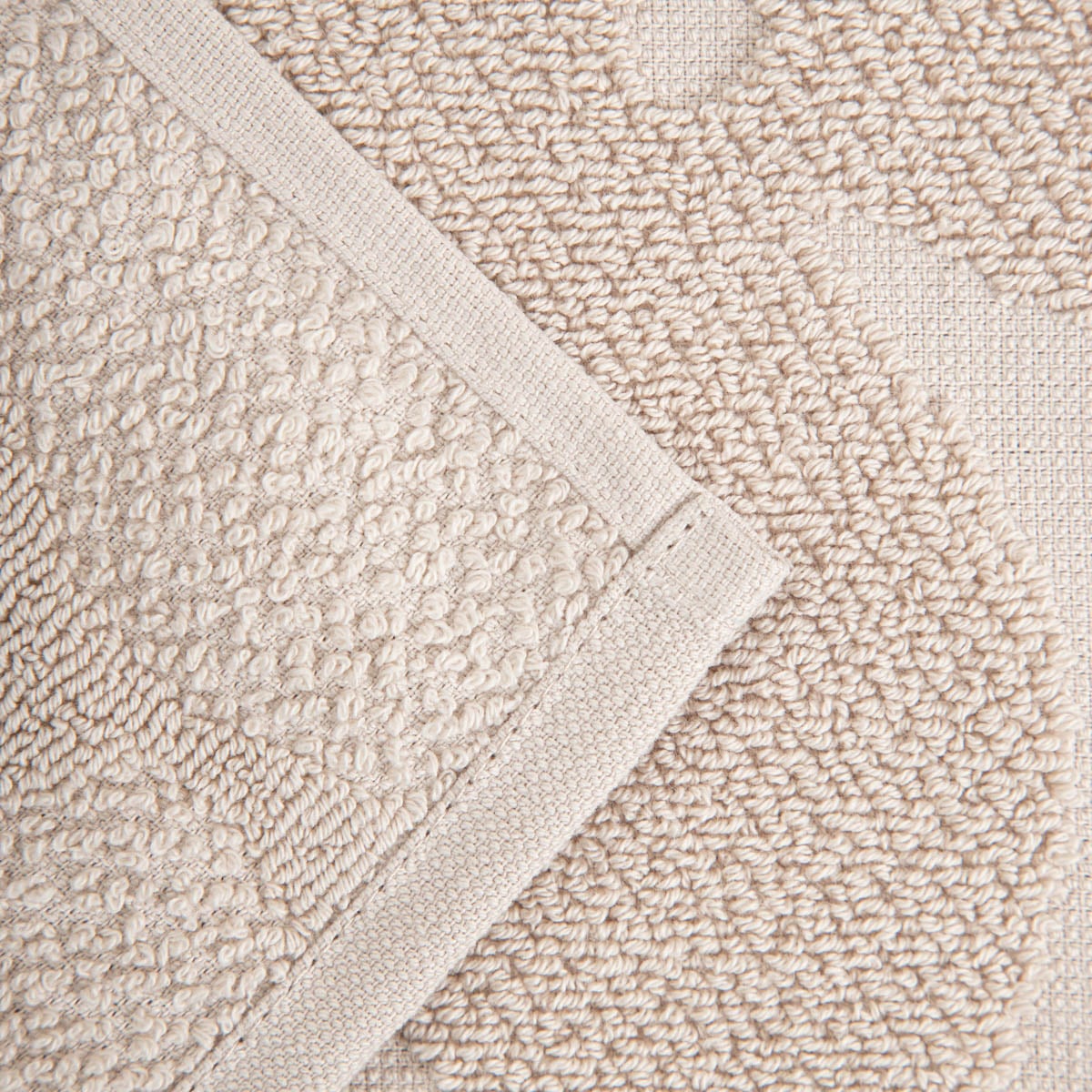 FLORES Beige Jacquard Cotton Towel 100x150 cm