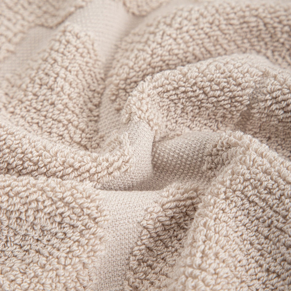 FLORES Beige Jacquard Cotton Towel 100x150 cm