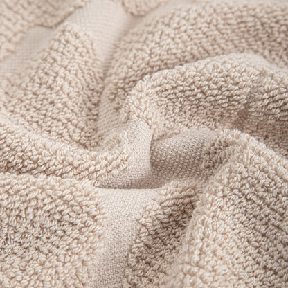 FLORES Beige Jacquard Cotton Towel 100x150 cm