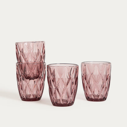 LUNNA Pink Glass Set - 4 Pieces, 0.28L Each
