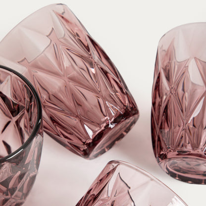 LUNNA Pink Glass Set - 4 Pieces, 0.28L Each