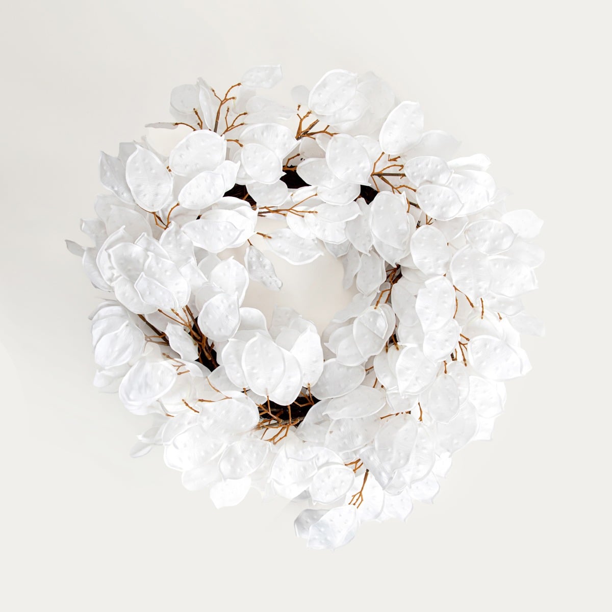 Wieniec VERDEA White Artificial Leaf Wreath 60 cm