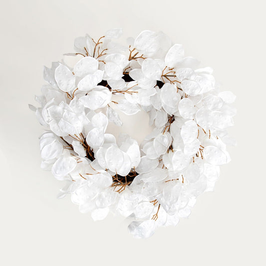 Wieniec VERDEA White Artificial Leaf Wreath 60 cm