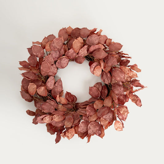 Wieniec VERDEA Decorative Red Artificial Leaf Wreath 60 cm