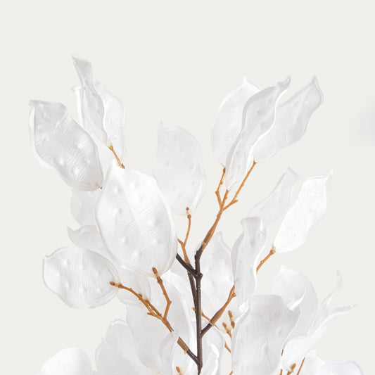 Artificial branch VERDEA with white artificial leaves 90 cm